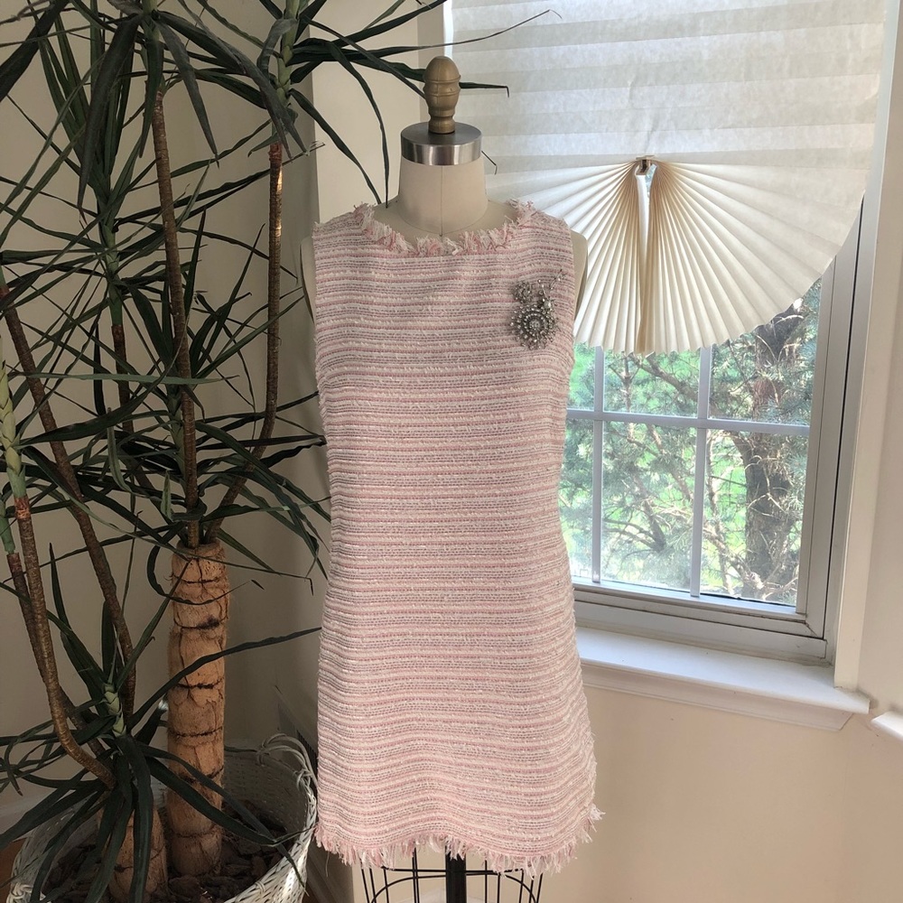 Alice + Olivia Ruby pink embellished tweed dress